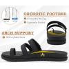 imageKuaiLu Womens Slides Sandals with Plantar Fasciitis Arch Support Fashion Comfort Adjustable Flat Sandals Ladies Lightweight Orthotic Slip on SandalsBlack