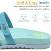 imageKuaiLu Womens Slides Sandals with Plantar Fasciitis Arch Support Fashion Comfort Adjustable Flat Sandals Ladies Lightweight Orthotic Slip on SandalsBlue