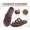 imageKuaiLu Womens Slides Sandals with Plantar Fasciitis Arch Support Fashion Comfort Adjustable Flat Sandals Ladies Lightweight Orthotic Slip on SandalsBrown