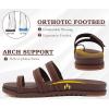 imageKuaiLu Womens Slides Sandals with Plantar Fasciitis Arch Support Fashion Comfort Adjustable Flat Sandals Ladies Lightweight Orthotic Slip on SandalsBrown