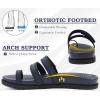 imageKuaiLu Womens Slides Sandals with Plantar Fasciitis Arch Support Fashion Comfort Adjustable Flat Sandals Ladies Lightweight Orthotic Slip on SandalsDarkblue