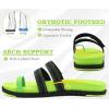 imageKuaiLu Womens Slides Sandals with Plantar Fasciitis Arch Support Fashion Comfort Adjustable Flat Sandals Ladies Lightweight Orthotic Slip on SandalsGreenBlack