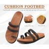 imageKuaiLu Womens Slides Sandals with Plantar Fasciitis Arch Support Fashion Comfort Adjustable Flat Sandals Ladies Lightweight Orthotic Slip on SandalsKhaki Black