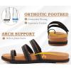 imageKuaiLu Womens Slides Sandals with Plantar Fasciitis Arch Support Fashion Comfort Adjustable Flat Sandals Ladies Lightweight Orthotic Slip on SandalsKhaki Black