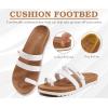 imageKuaiLu Womens Slides Sandals with Plantar Fasciitis Arch Support Fashion Comfort Adjustable Flat Sandals Ladies Lightweight Orthotic Slip on SandalsKhaki White
