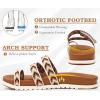 imageKuaiLu Womens Slides Sandals with Plantar Fasciitis Arch Support Fashion Comfort Adjustable Flat Sandals Ladies Lightweight Orthotic Slip on SandalsStylish White Khaki