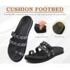 imageKuaiLu Womens Slides Sandals with Plantar Fasciitis Arch Support Fashion Comfort Adjustable Flat Sandals Ladies Lightweight Orthotic Slip on SandalsStylish Black