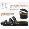 imageKuaiLu Womens Slides Sandals with Plantar Fasciitis Arch Support Fashion Comfort Adjustable Flat Sandals Ladies Lightweight Orthotic Slip on SandalsStylish Black