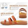 imageKuaiLu Womens Slides Sandals with Plantar Fasciitis Arch Support Fashion Comfort Adjustable Flat Sandals Ladies Lightweight Orthotic Slip on SandalsTan