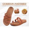 imageKuaiLu Womens Slides Sandals with Plantar Fasciitis Arch Support Fashion Comfort Adjustable Flat Sandals Ladies Lightweight Orthotic Slip on SandalsTan