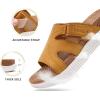 imageKuaiLu Womens Fashion Orthotic Slides Thick Cushion Recovery Sandals Ladies Slip On Walking Sandles With Comfortable Plantar Fasciitis Arch Support Indoor OutdoorTan White