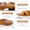 imageKuaiLu Womens Fashion Orthotic Slides Thick Cushion Recovery Sandals Ladies Slip On Walking Sandles With Comfortable Plantar Fasciitis Arch Support Indoor OutdoorTan White
