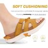 imageKuaiLu Womens Fashion Orthotic Slides Thick Cushion Recovery Sandals Ladies Slip On Walking Sandles With Comfortable Plantar Fasciitis Arch Support Indoor OutdoorTan White