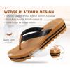 imageKuaiLu Womens Flip Flops Ladies Yoga Mat Platform Thong Sandals Dressy Womans Lightweight Summer Slip On Beach Flip Flop Sandles Soft Cushion Footbed Arch SupportBlack Khakichoose a Smaller Size