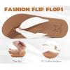 imageKuaiLu Womens Flip Flops With Arch Support Comfortable Yoga Mat Cushion Thong Leather Sandals for Ladies Fashion Slip On Summer Beach Walking Slides Indoor Outdoor Travel Orthotic SlippersKhaki White