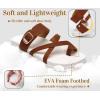 imageKuaiLu Womens Orthopedic Sandals With Comfortable Arch Support Cushion Yoga Mat Slides Fashion Summer Beach Flat Sandles Adjustable Open Toe Travel Outdoor Plantar Fasciitis Flip Flops US Size 511Tan White
