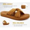 imageKuaiLu Womens Dressy Sandals with Arch Support Yoga Mat Comfortable Cushion Walking Criss Cross Slides Summer Beach Slip On Indoor Outdoor SlippersAll Khaki
