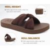 imageKuaiLu Womens Dressy Sandals with Arch Support Yoga Mat Comfortable Cushion Walking Criss Cross Slides Summer Beach Slip On Indoor Outdoor SlippersAll Brown