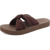 imageKuaiLu Womens Dressy Sandals with Arch Support Yoga Mat Comfortable Cushion Walking Criss Cross Slides Summer Beach Slip On Indoor Outdoor SlippersAll Brown
