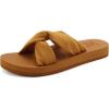 imageKuaiLu Womens Dressy Sandals with Arch Support Yoga Mat Comfortable Cushion Walking Criss Cross Slides Summer Beach Slip On Indoor Outdoor SlippersAll Khaki