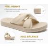 imageKuaiLu Womens Dressy Sandals with Arch Support Yoga Mat Comfortable Cushion Walking Criss Cross Slides Summer Beach Slip On Indoor Outdoor SlippersCream Beige