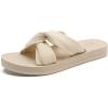 imageKuaiLu Womens Dressy Sandals with Arch Support Yoga Mat Comfortable Cushion Walking Criss Cross Slides Summer Beach Slip On Indoor Outdoor SlippersCream Beige
