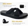 imageKuaiLu Womens Dressy Sandals with Arch Support Yoga Mat Comfortable Cushion Walking Criss Cross Slides Summer Beach Slip On Indoor Outdoor SlippersDark Black