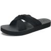 imageKuaiLu Womens Dressy Sandals with Arch Support Yoga Mat Comfortable Cushion Walking Criss Cross Slides Summer Beach Slip On Indoor Outdoor SlippersDark Black