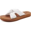 imageKuaiLu Womens Dressy Sandals with Arch Support Yoga Mat Comfortable Cushion Walking Criss Cross Slides Summer Beach Slip On Indoor Outdoor SlippersKhaki White