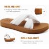 imageKuaiLu Womens Dressy Sandals with Arch Support Yoga Mat Comfortable Cushion Walking Criss Cross Slides Summer Beach Slip On Indoor Outdoor SlippersKhaki White