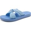 imageKuaiLu Womens Dressy Sandals with Arch Support Yoga Mat Comfortable Cushion Walking Criss Cross Slides Summer Beach Slip On Indoor Outdoor SlippersSky Blue