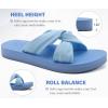 imageKuaiLu Womens Dressy Sandals with Arch Support Yoga Mat Comfortable Cushion Walking Criss Cross Slides Summer Beach Slip On Indoor Outdoor SlippersSky Blue