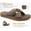 imageKuaiLu Womens Dressy Sandals with Arch Support Yoga Mat Comfortable Cushion Walking Criss Cross Slides Summer Beach Slip On Indoor Outdoor SlippersTaupe