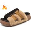 imageKuaiLu Womens Orthotic Slippers With Arch Support Soft Cushion Sandal Slippers for Woman Ladies Fashion Open Toe Faux Fur Platform Slipper Indoor Outdoor Size 612Plush Brown
