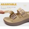imageKuaiLu Womens Recovery Sandals With Comfortable Plantar Fasciitis Arch Support Orthotic Adjustable Thick Cushion Sport Slides Reduces Stress on Feet Joints ampamp Back PostExerciseTan Brown