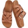imageKuaiLu Gladiator Sandals for Women with Comfortable Arch Support Summer Beach Walking Fisherman Slides Boho Outfits Slip on Cushion Shoes Indoor OutdoorKhaki