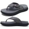 imageKuaiLu Mens Orthotic Flip Flops Mens Recovery Walking Sandals Adjustable Thick Athletic Cushion Sport Slides for Man Water Resistant ampamp Lightweight Soft Comfort Fit ampamp Arch SupportGrey