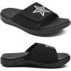 imageKuaiLu Mens Slides Soft Cushion Sport Sandals with Plantar Fasciitis Arch Support Adjustable Open Toe Summer Slippers Slip on Indoor Outdoor Size 715All Black