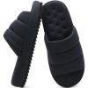 imageKuaiLu Mens Slippers Fabric Warm Sandal Slipper Memory Foam Indoor Outdoor House Slippers Shoes Comfortable Slip on Lightweight Soft Cushion Scuff Slipper For Man with Arch Support Black Size 10