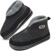 imageKuaiLu Mens Winter Slippers Memory Foam Slipper Boots for Men Cozy Felt Wool House Booties with Warm Sherpa Plush Lining Nonslip Rubber Sole Indoor Outdoor 714Grey