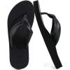 imageKuaiLu Womens Flip Flops With Arch Support Comfortable Yoga Mat Cushion Thong Leather Sandals for Ladies Fashion Slip On Summer Beach Walking Slides Indoor Outdoor Travel Orthotic SlippersBlack