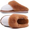 imageKuaiLu Womens Fluff Dual Memory Foam Slippers Ladies Cozy Arch Support Warm Scuff Slippers Slip on Comfy Winter House Shoes with NonSlip Indoor Outdoor Hard SoleWhite Khaki