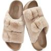 imageKuaiLu Womens Fluff Slippers Plantar Fasciitis Arch Support Platform Slippers Ladies Fashion Open Toe Faux Fur Sliders Womens House Slipper Size 612Beige