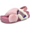 imageKuaiLu Womens Fuzzy Criss Cross Band Platform Slippers Arch Support Furry Faux Fur Ladies Open Toe Cozy Soft Plush Fleece Comfy House Shoes SandalsPink