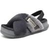 imageKuaiLu Womens Fuzzy Criss Cross Band Platform Slippers Arch Support Furry Faux Fur Ladies Open Toe Cozy Soft Plush Fleece Comfy House Shoes SandalsPlush Grey