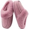 imageKuaiLu Womens Memory Foam Slippers with Cozy Fluff Plush Ladies Bedroom Pantuflas Comfy House Winter Moccasin Essential Trendy Slippers Comfortable Indoor Outdoor Rubber Sole Footwear US511Pink