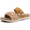imageKuaiLu Womens Orthopedic Sandals Comfortable Arch Support Fashion Summer Beach Dressy Sandals With Leather Braided Adjustable Open Toe Cushion Travel Outdoor Plantar Fasciitis Shoes US Size511Beige