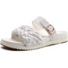 imageKuaiLu Womens Orthopedic Sandals Comfortable Arch Support Fashion Summer Beach Dressy Sandals With Leather Braided Adjustable Open Toe Cushion Travel Outdoor Plantar Fasciitis Shoes US Size511Bride White