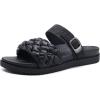 imageKuaiLu Womens Orthopedic Sandals Comfortable Arch Support Fashion Summer Beach Dressy Sandals With Leather Braided Adjustable Open Toe Cushion Travel Outdoor Plantar Fasciitis Shoes US Size511Black