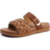 imageKuaiLu Womens Orthopedic Sandals Comfortable Arch Support Fashion Summer Beach Dressy Sandals With Leather Braided Adjustable Open Toe Cushion Travel Outdoor Plantar Fasciitis Shoes US Size511Tan Brown